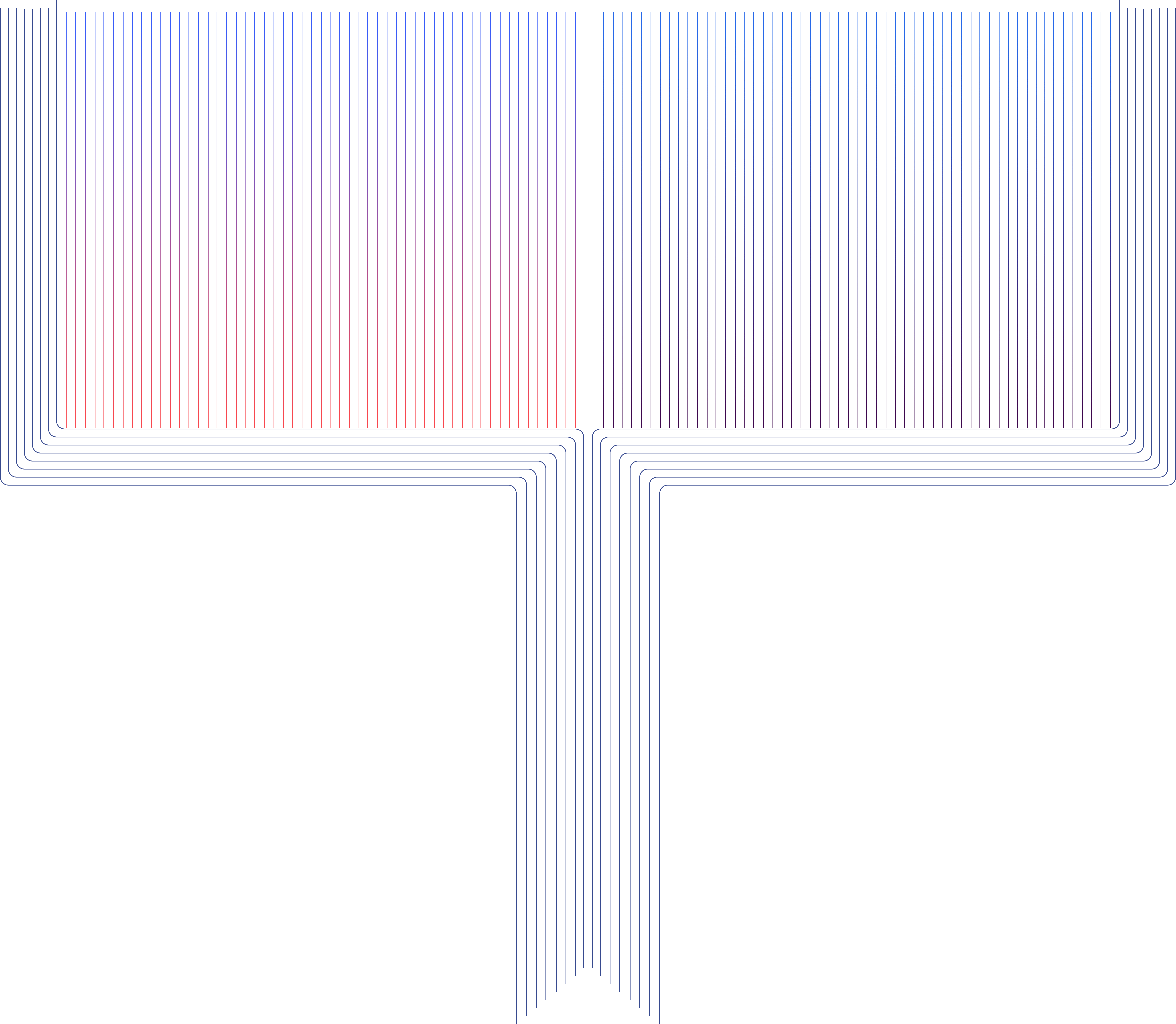 Blue, violet, and coral flow-line pattern