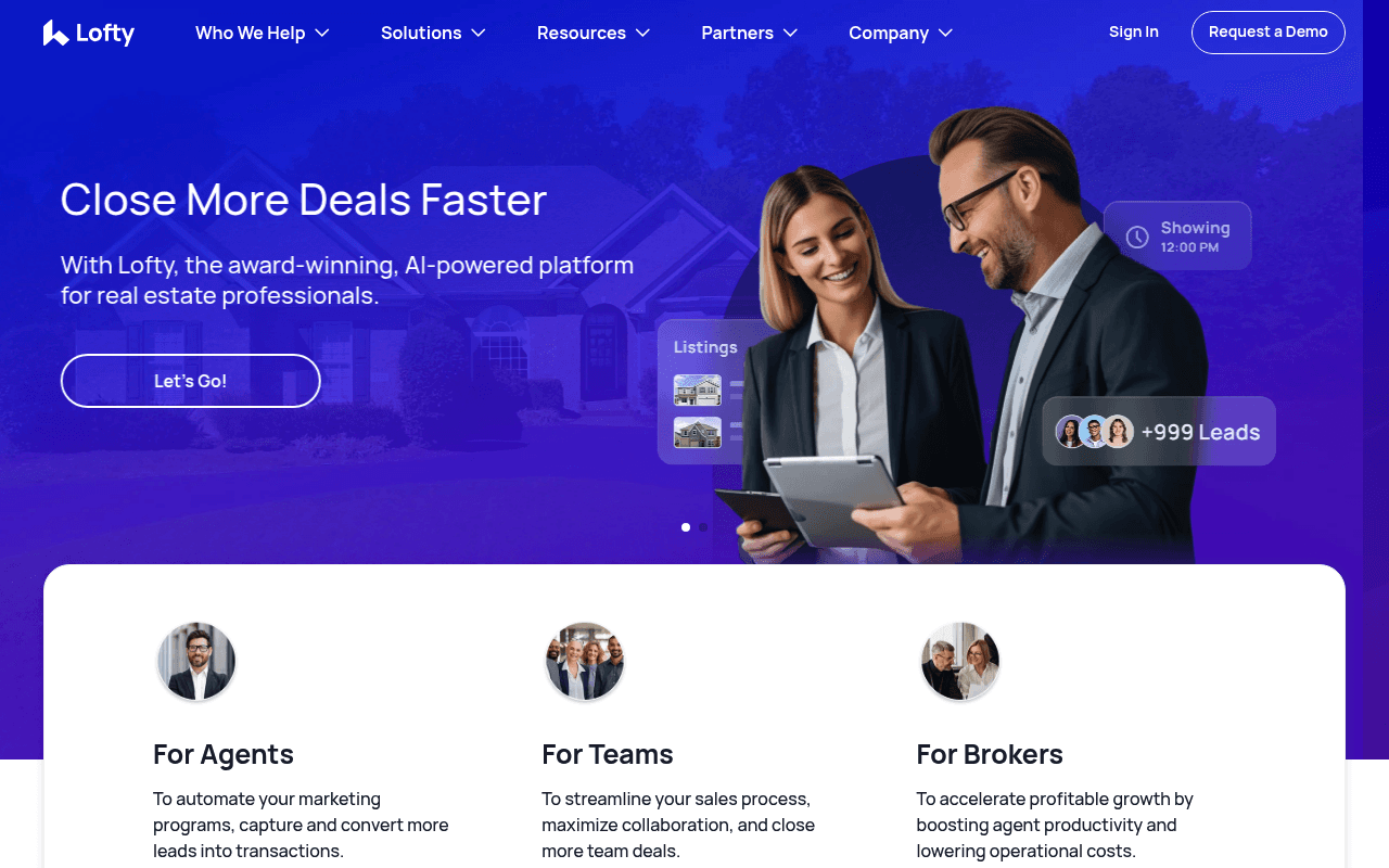 Lofty homepage screenshot