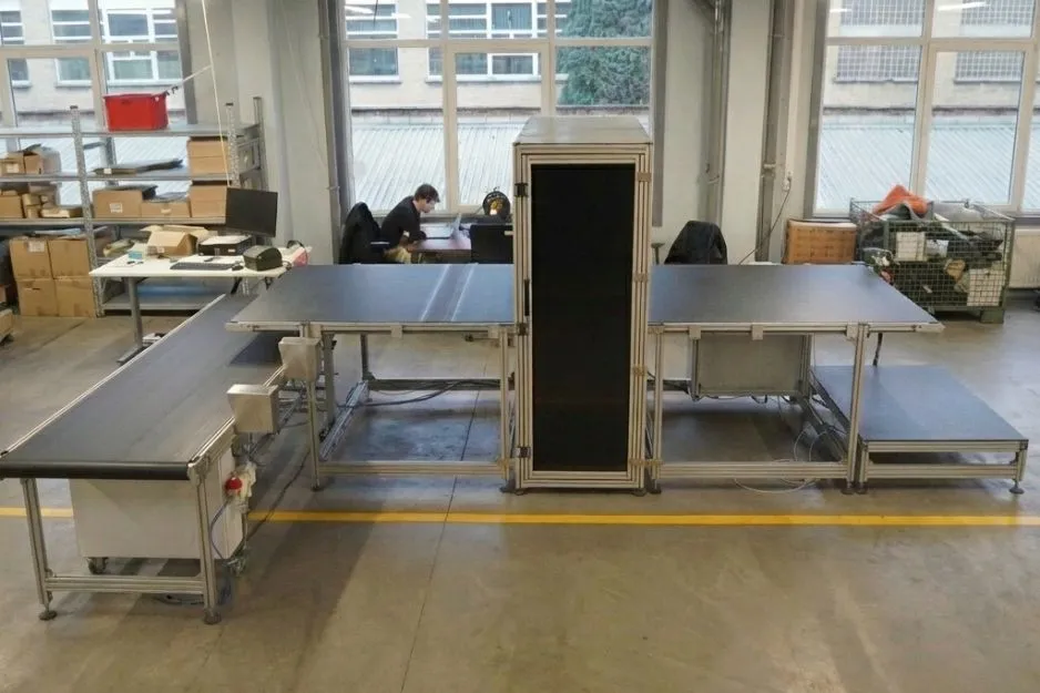 Sort Mate automated textile sorting machine in a facility, reducing labor costs and maximizing efficiency by consolidating grading and sorting into one step.