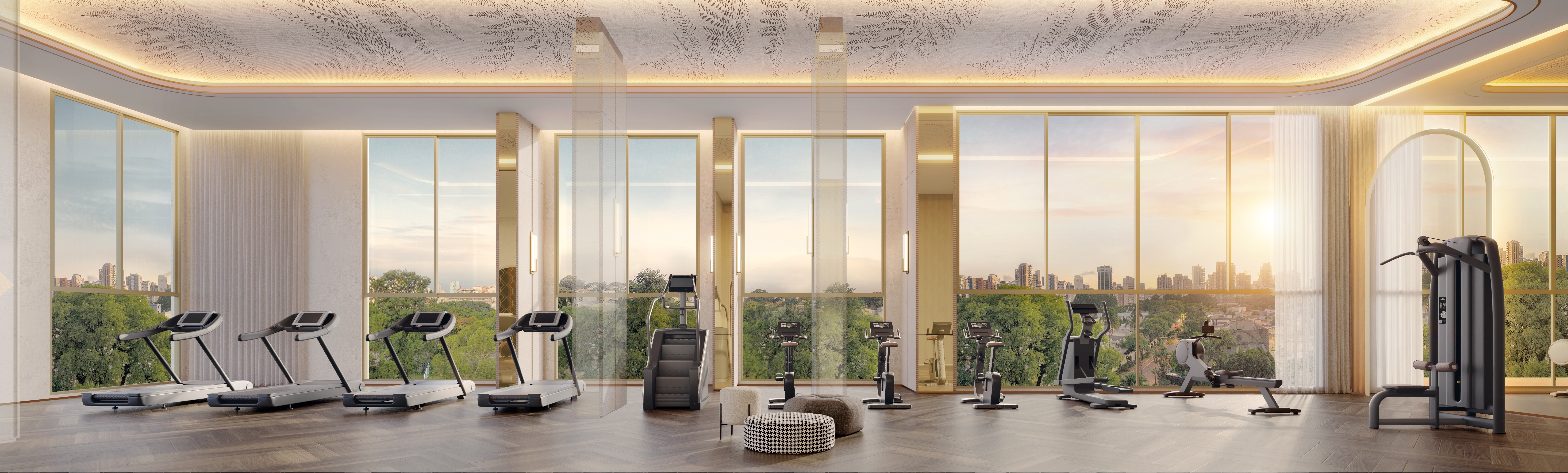 Curved modern skyscraper against a clear blue sky.