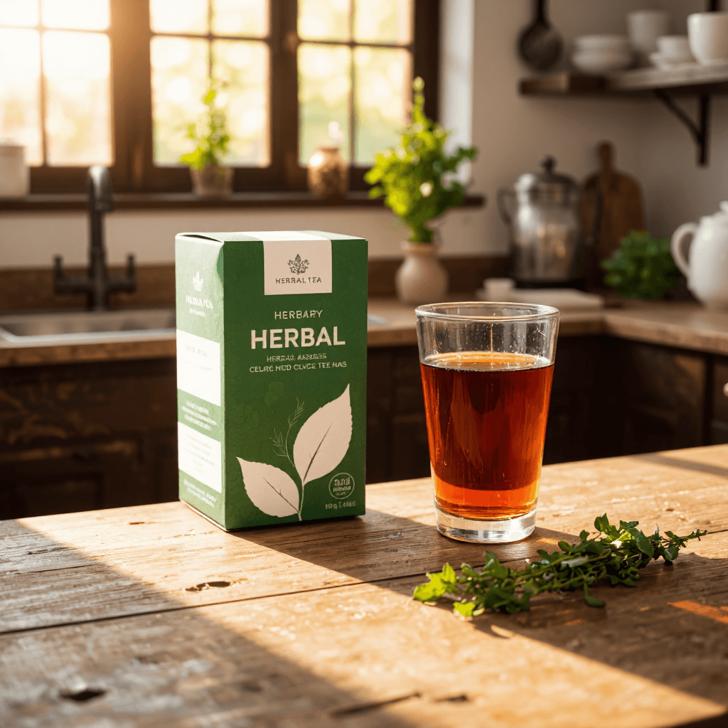 product photography of box of herbal tea bags