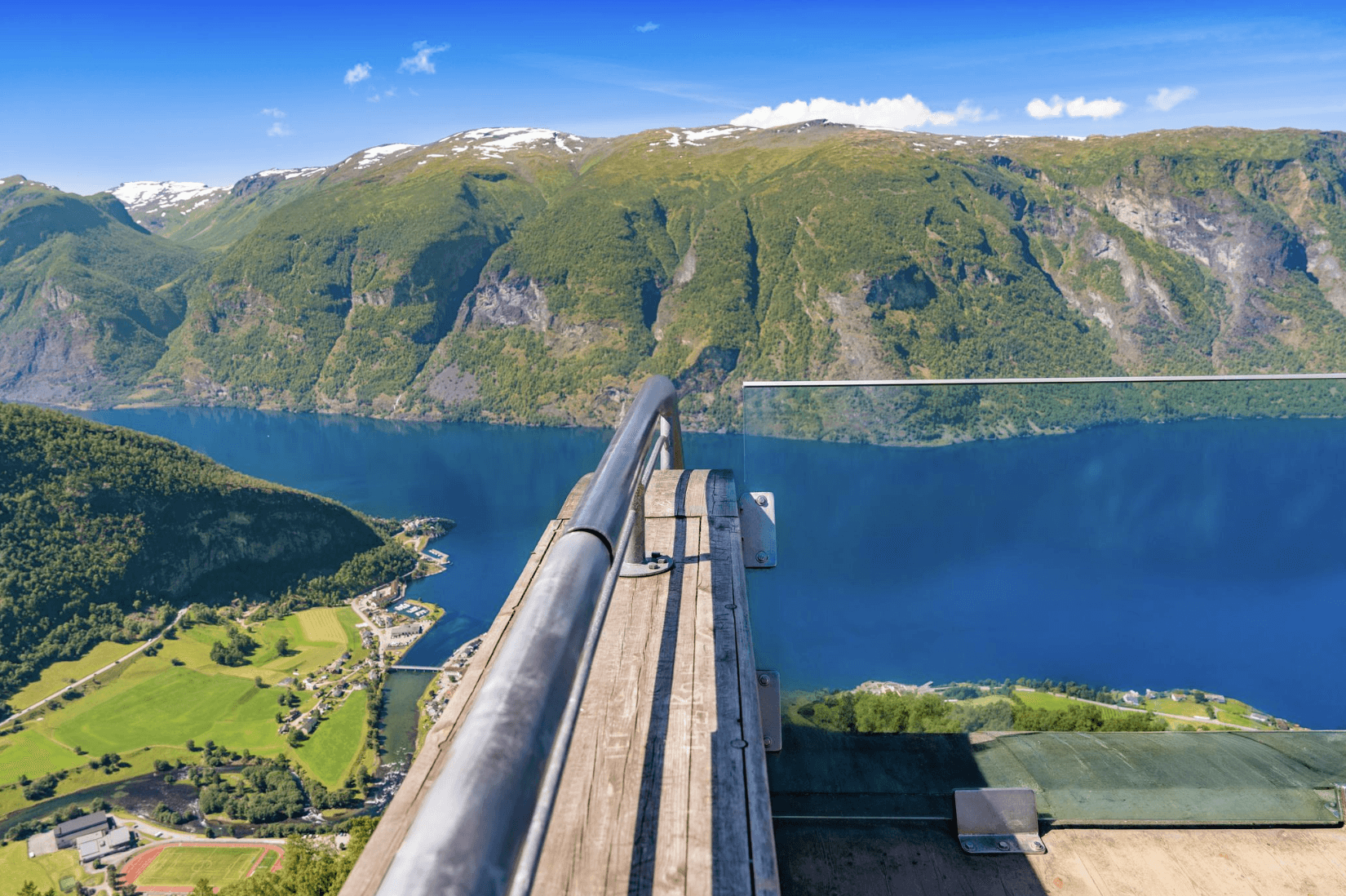 Stegastein viewpoint overlooking Aurlandsfjord near Flam Norway