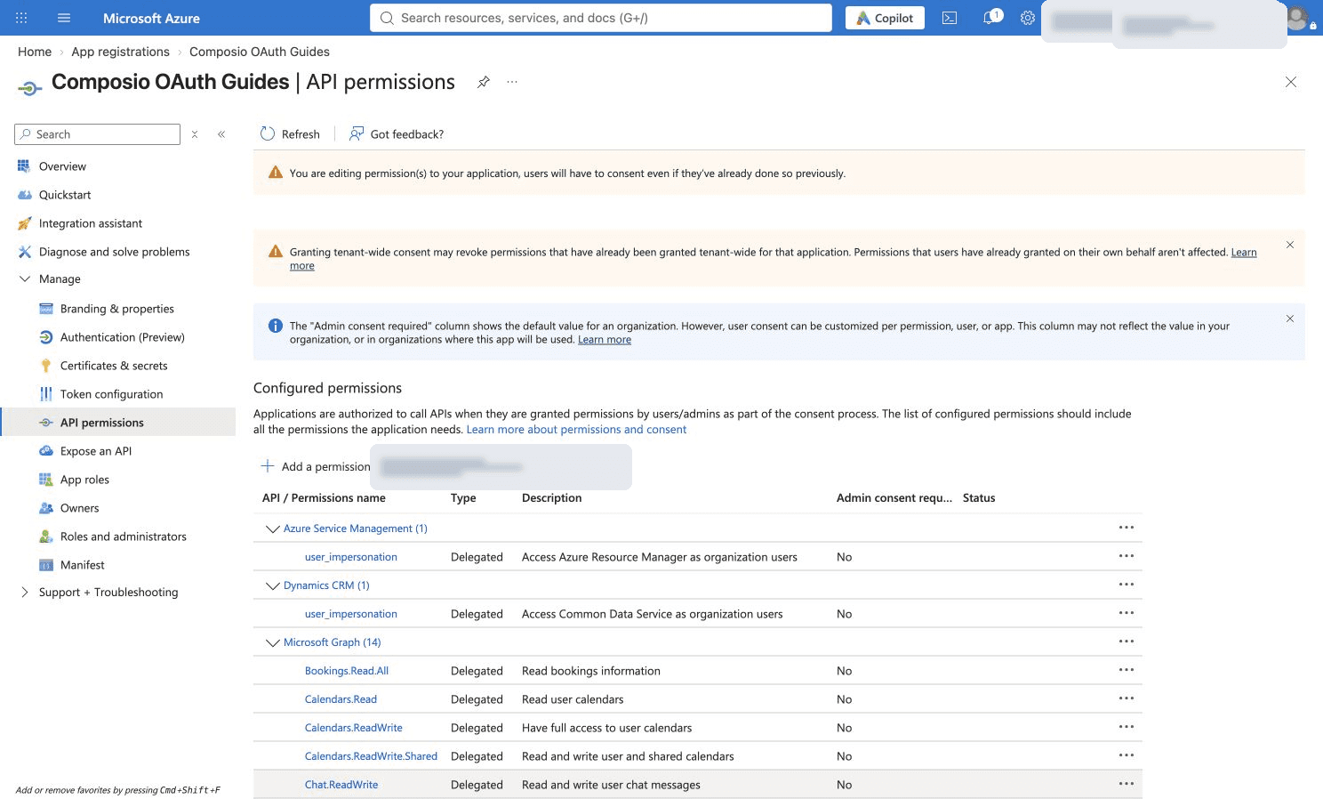 Configured Bookings permission