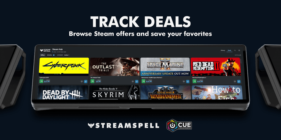 The deals view displays Steam offers and the widget’s separate wishlist — official product preview