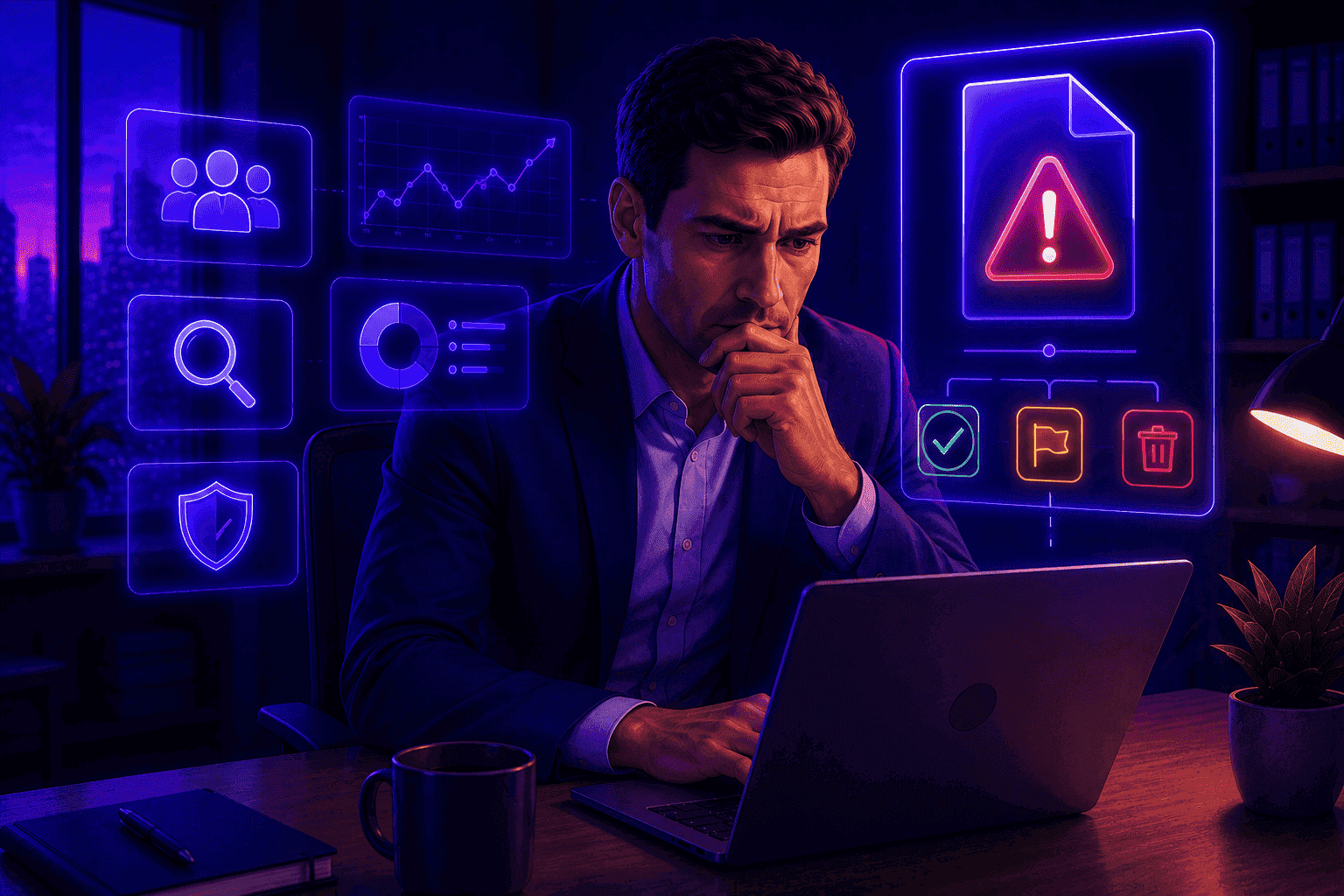 Business manager reviewing a high-risk file incident and evaluating response options using a modern data loss prevention platform.
