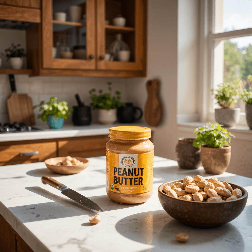 product photography of jar of peanut butter