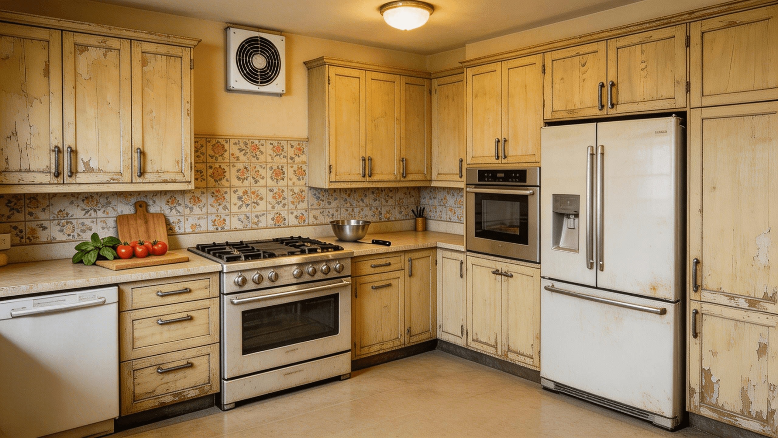 old kitchen with limited space