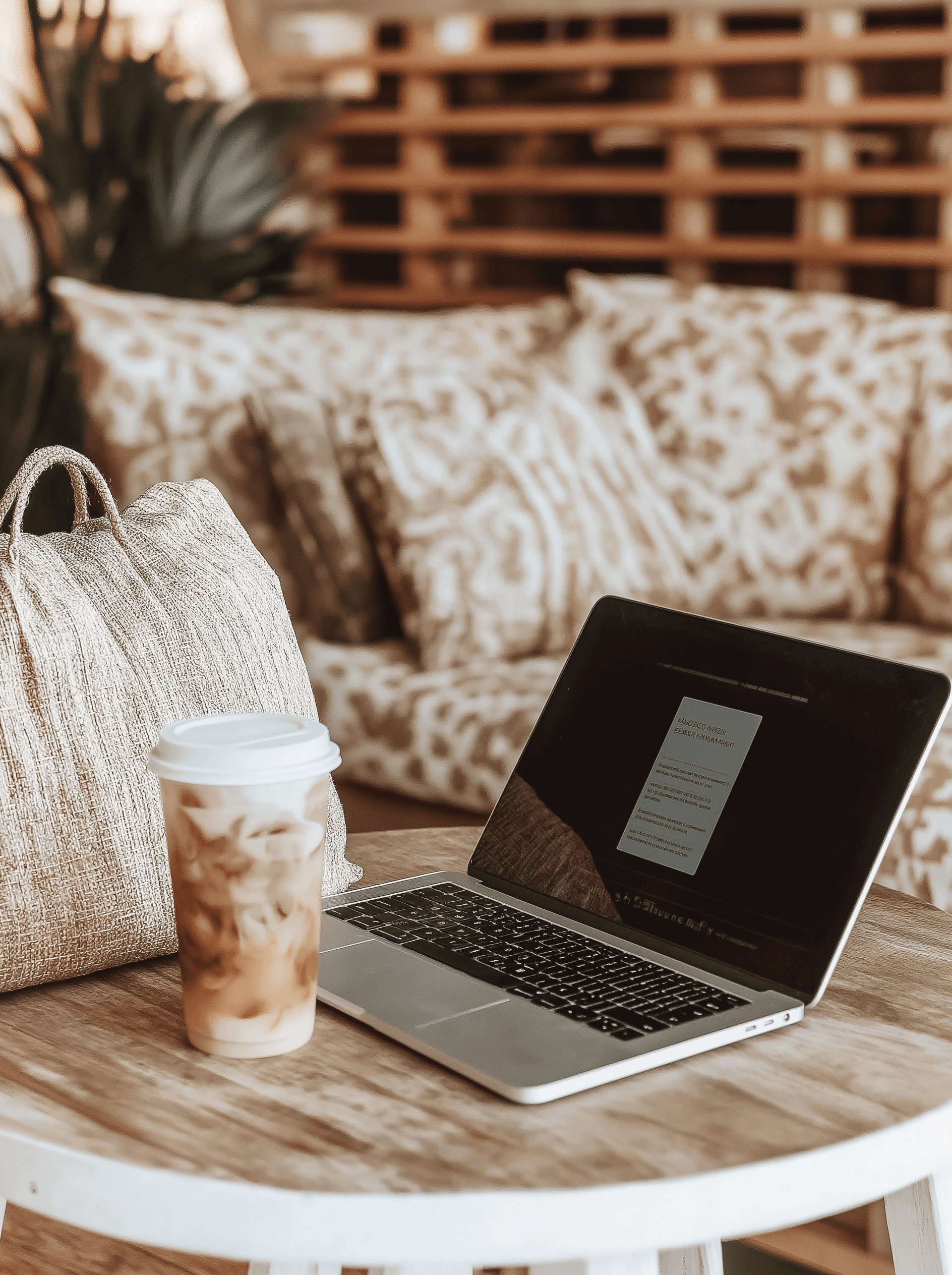 Coffee and laptop on a table, symbolizing work and strategy for maximizing return on investment when flipping homes.