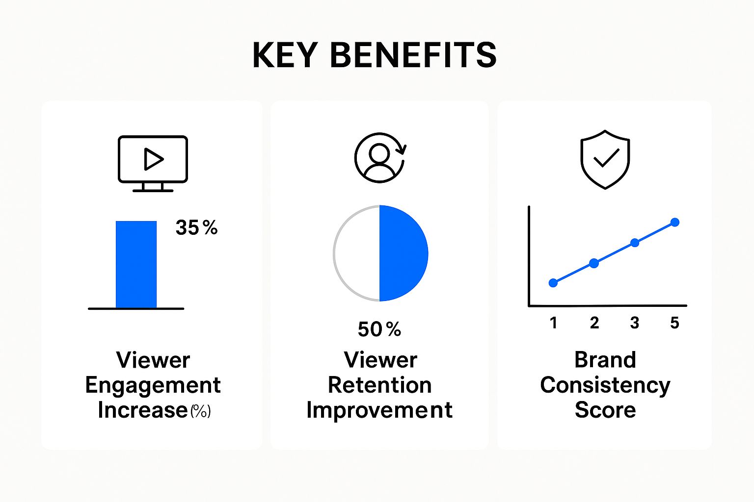 Infographic comparing viewer engagement, retention, and brand consistency with professional video backgrounds