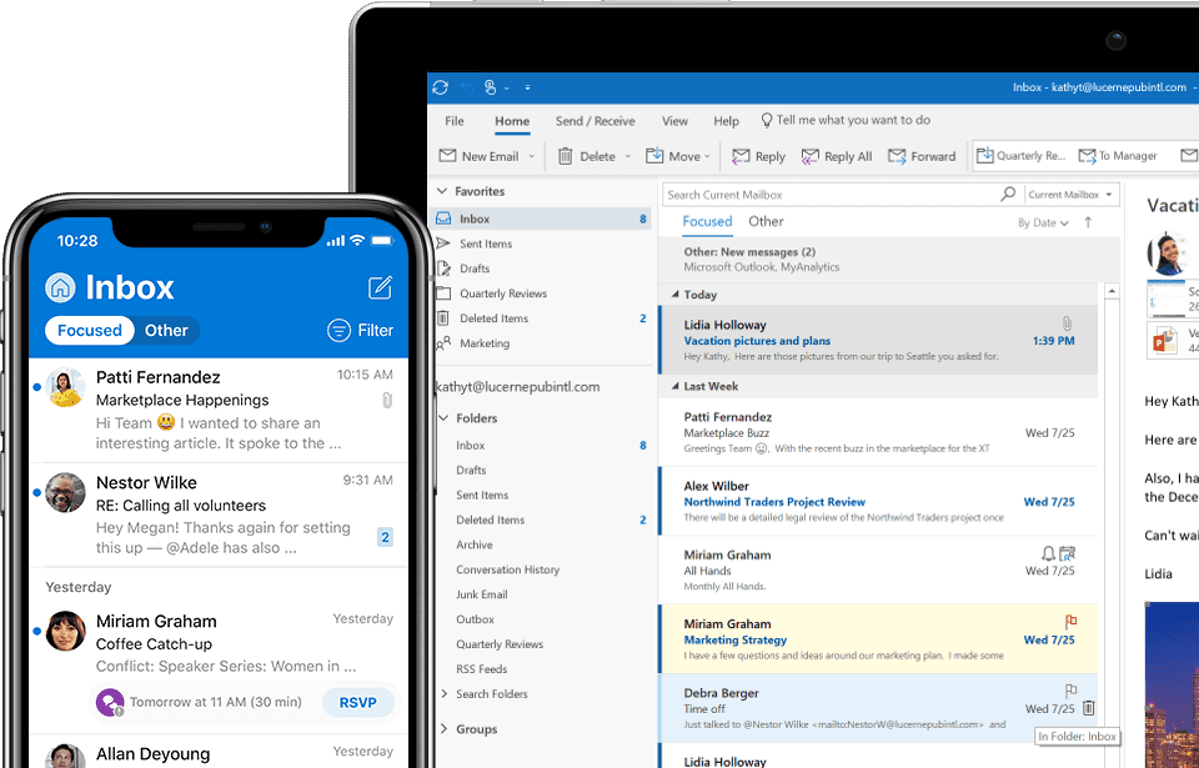 Outlook online and desktop