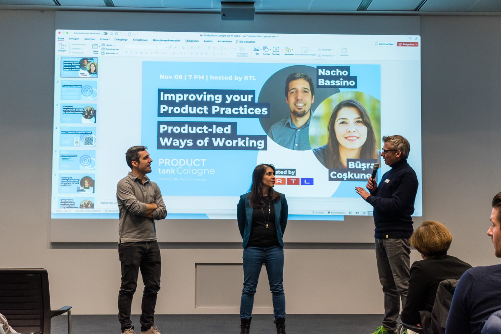 team workspace with people working