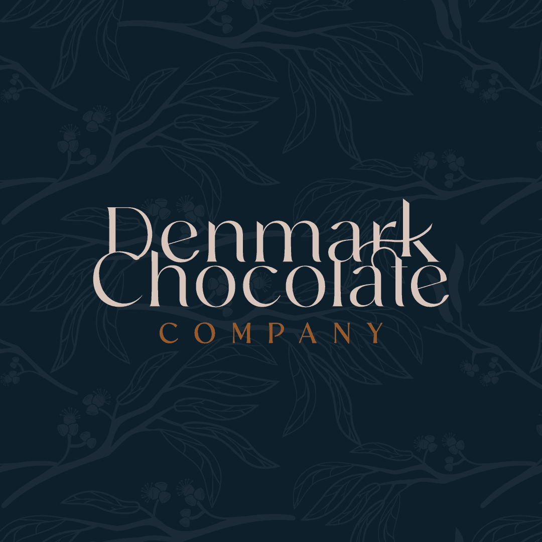 Luxury logo mark used across social media and merchandise for chocolate business
