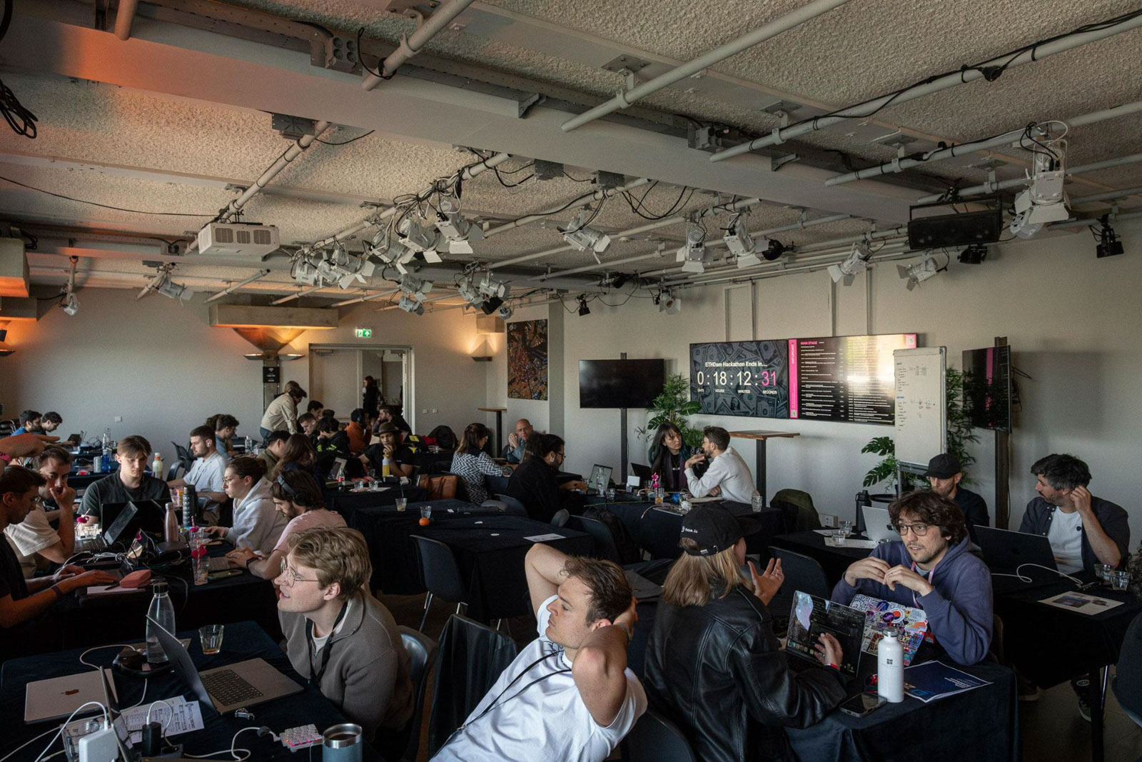 A company of people in a concert hall