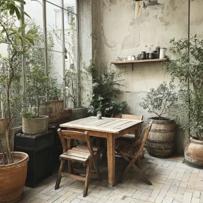 white table with brown wicker chair beside plants
