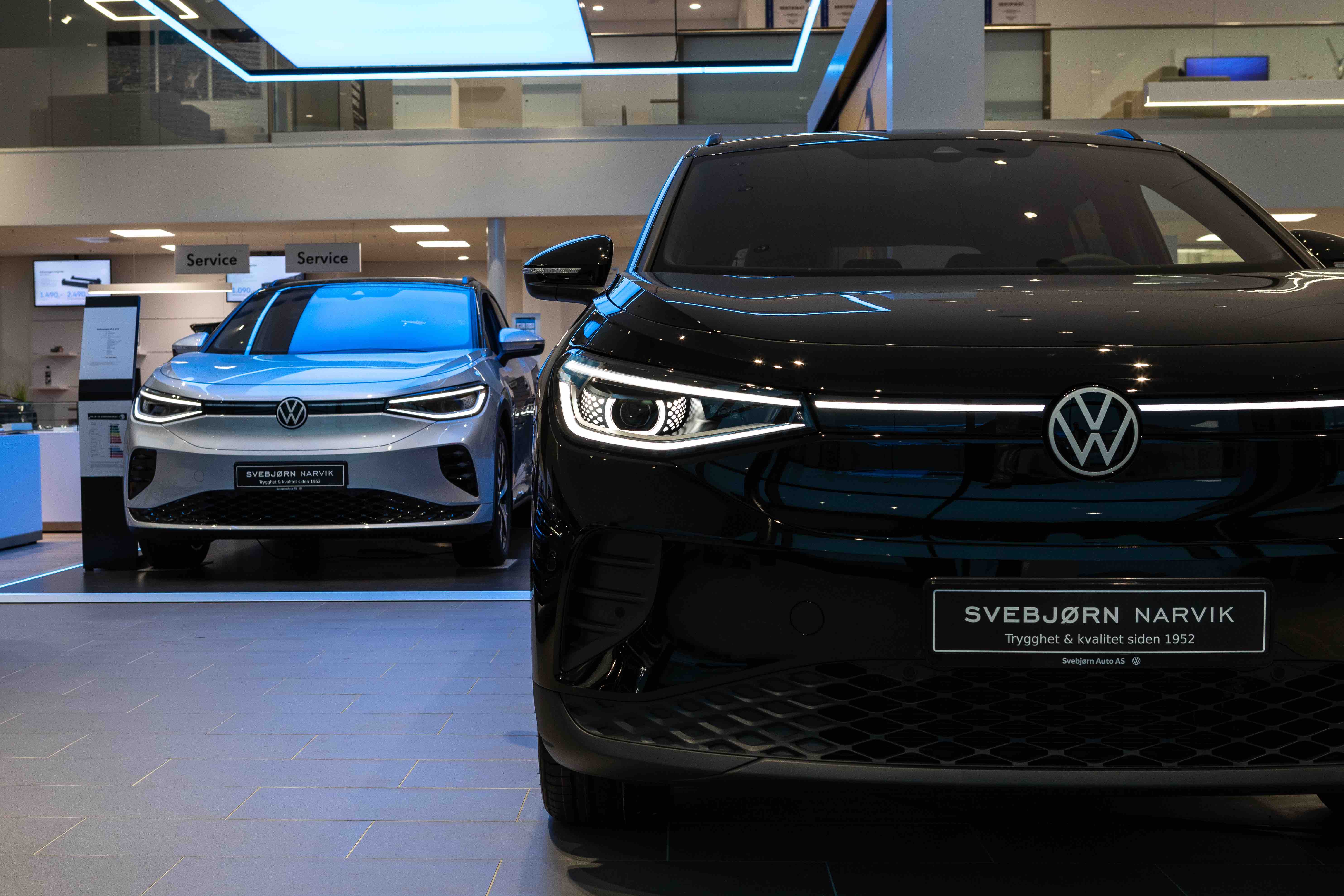 Elektriske Volkswagen ID-modeller utstilt hos Svebjørn Auto i Narvik