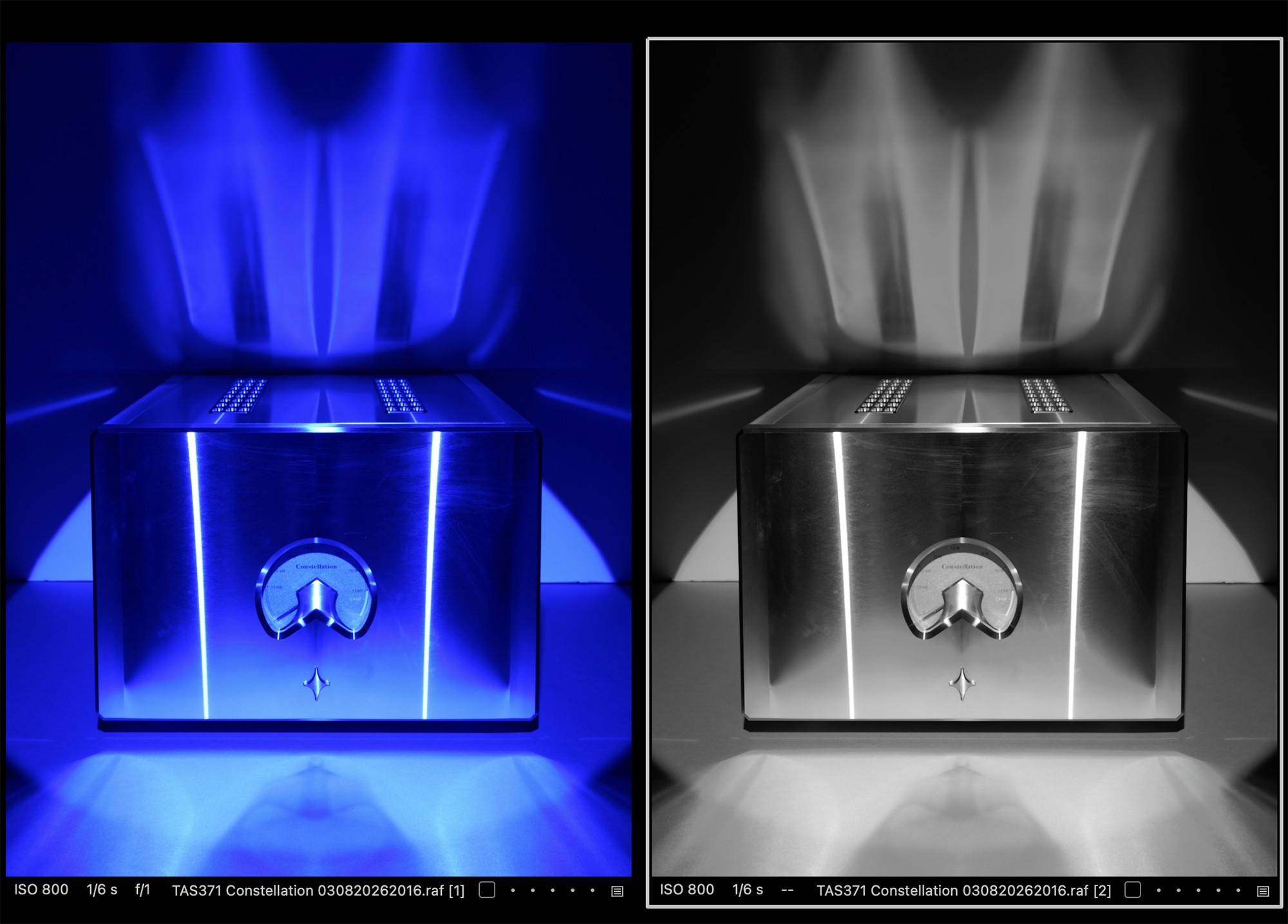 A behind the scenes photo from a product photoshoot by October Custom Publishing for The Absolute Sound magazine