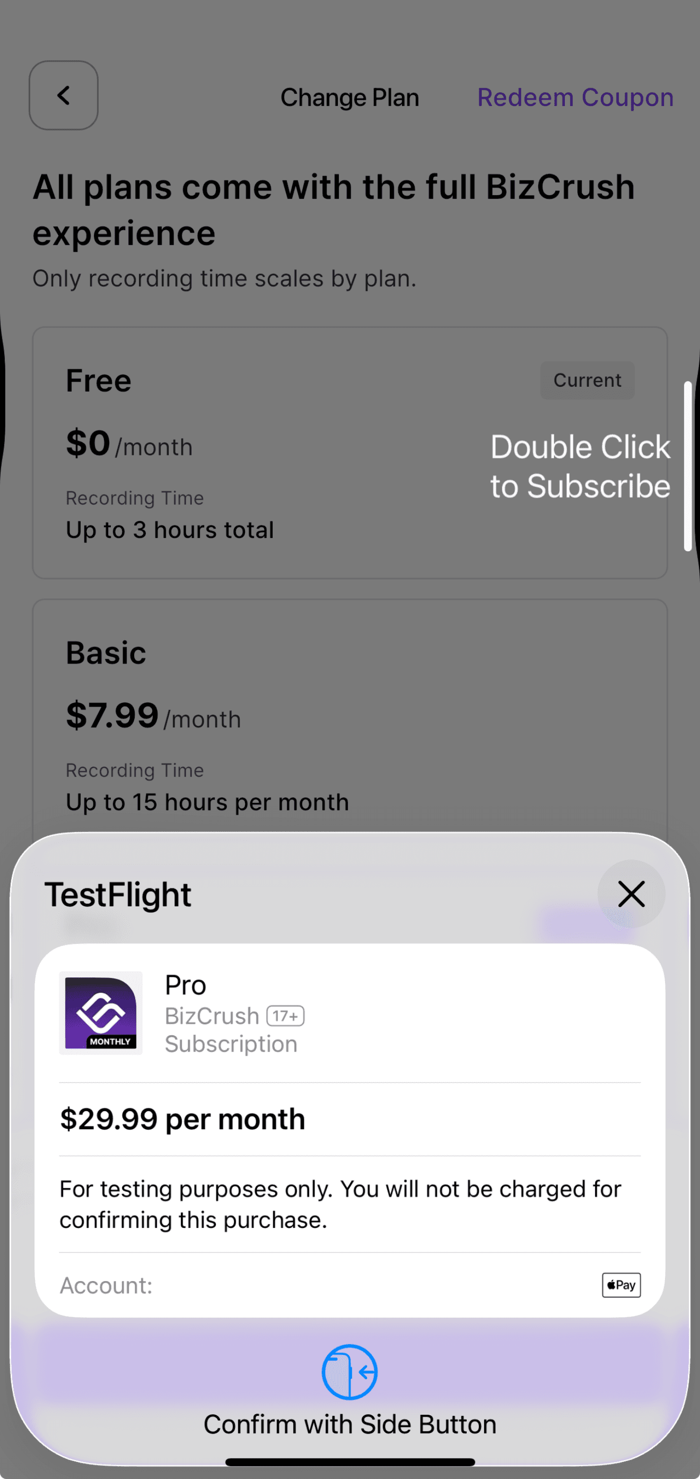 Apple App Store 결제 확인 창에서 최종 결제를 승인하는 iOS 스크린샷