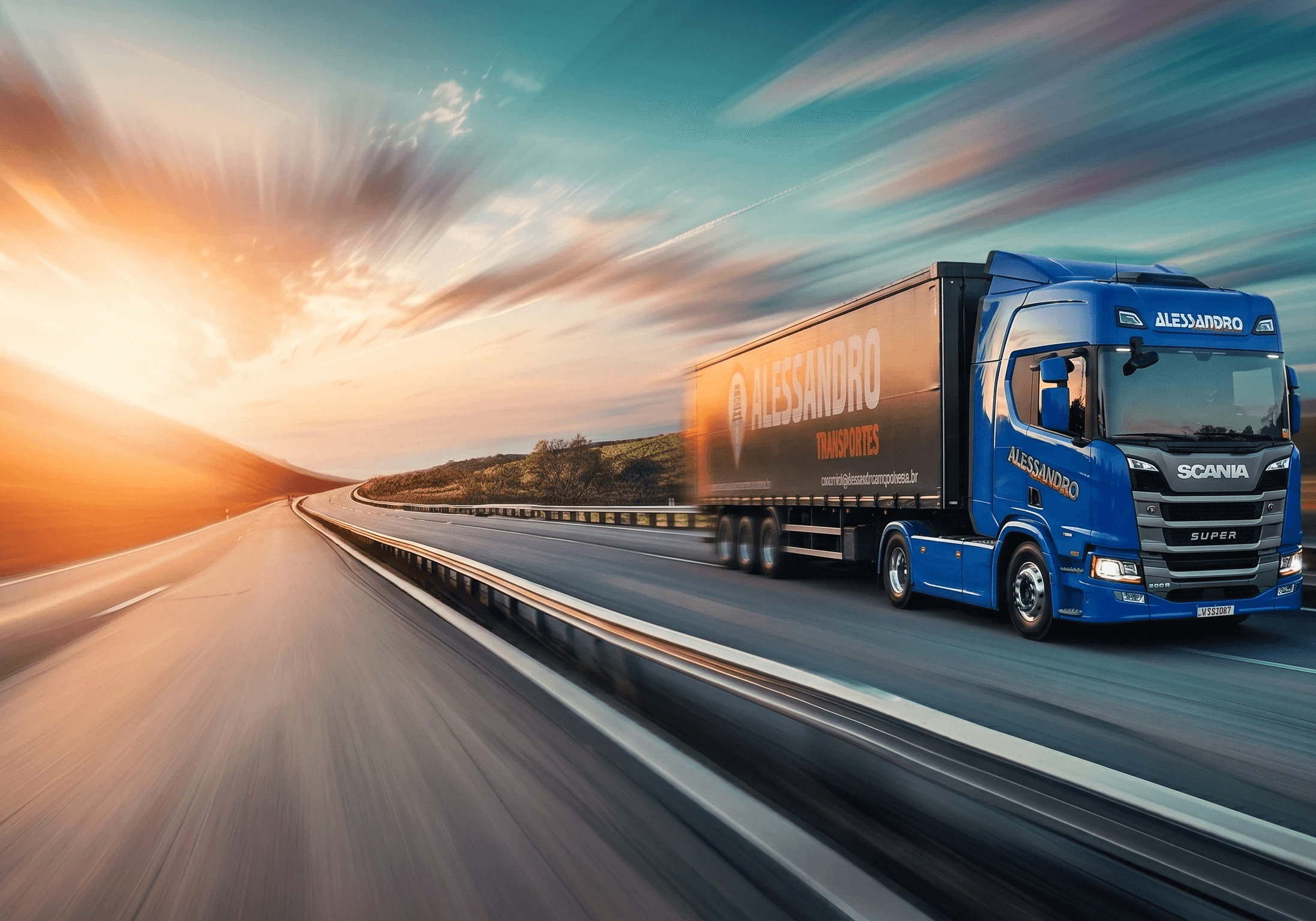 Transport truck in highway