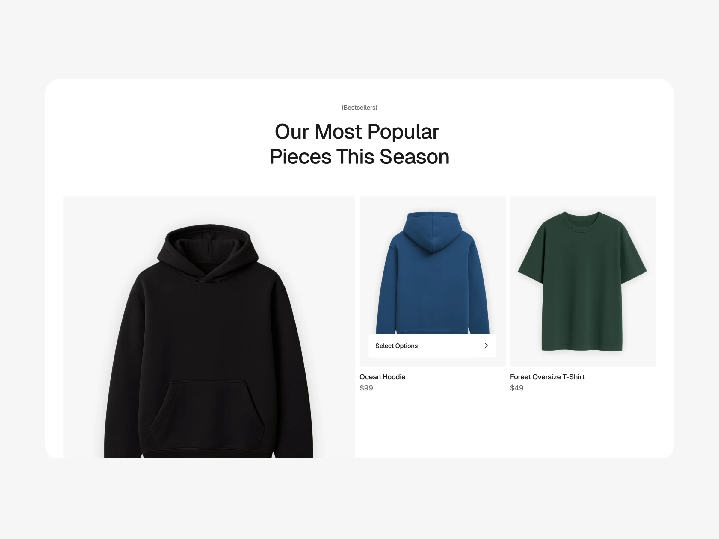 Ecommerce website template product listing grid with popular items