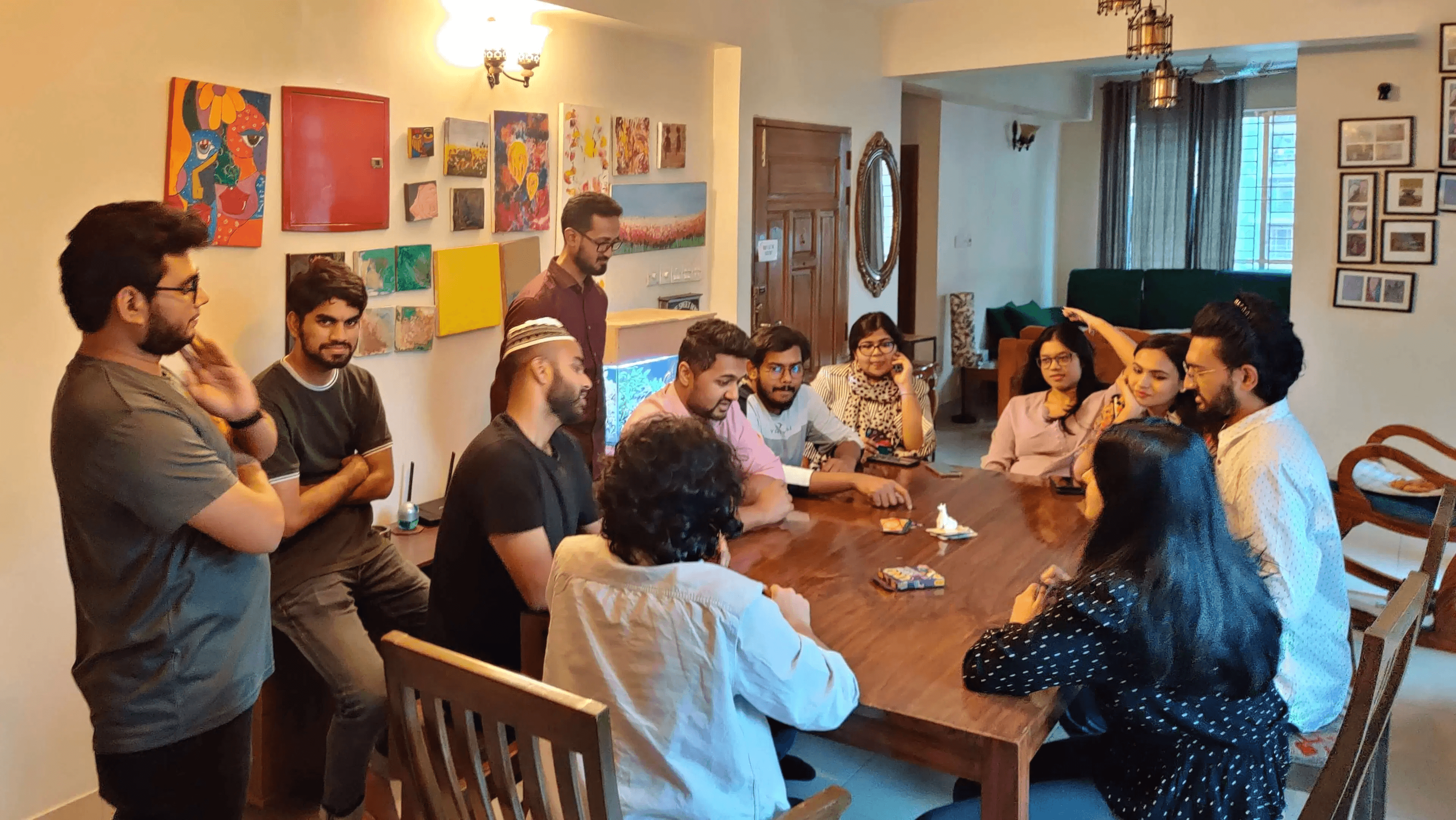 life at airwork, at home, gathered around a dining table