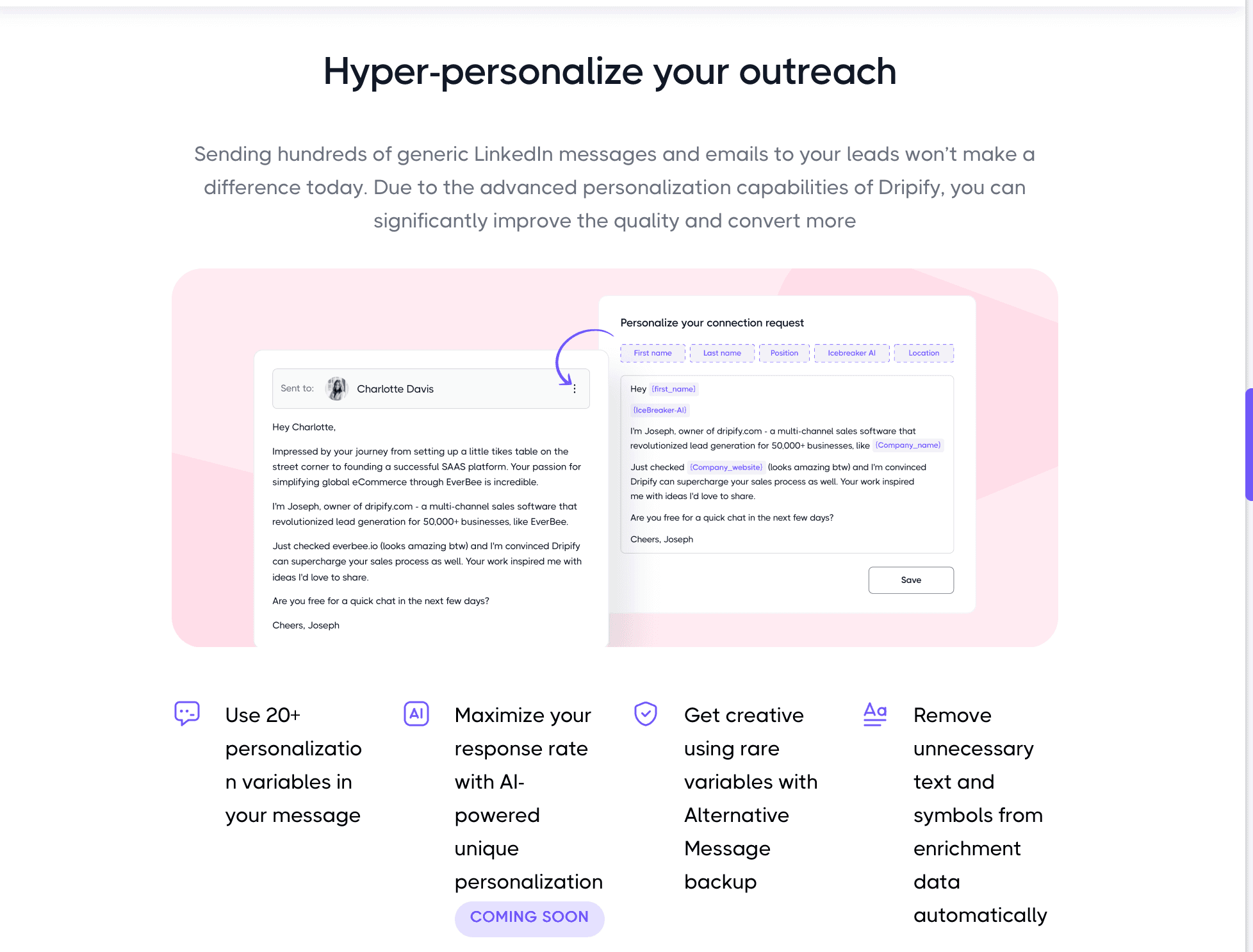 Dripify personalization