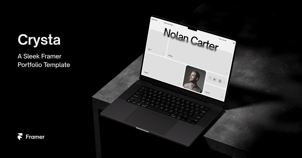 Crysta – A Sleek Framer Portfolio Template