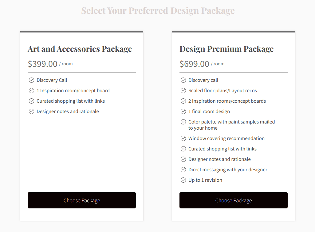 Package options from Your Design Partner