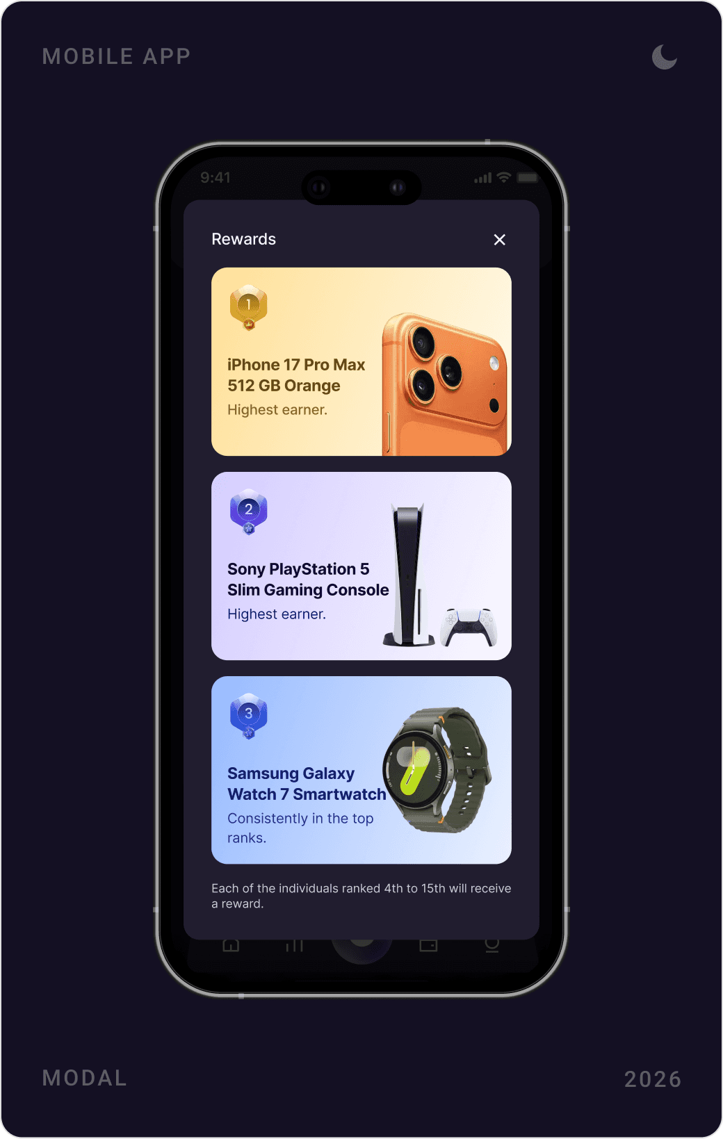 Structured Reward Selection Modal Design