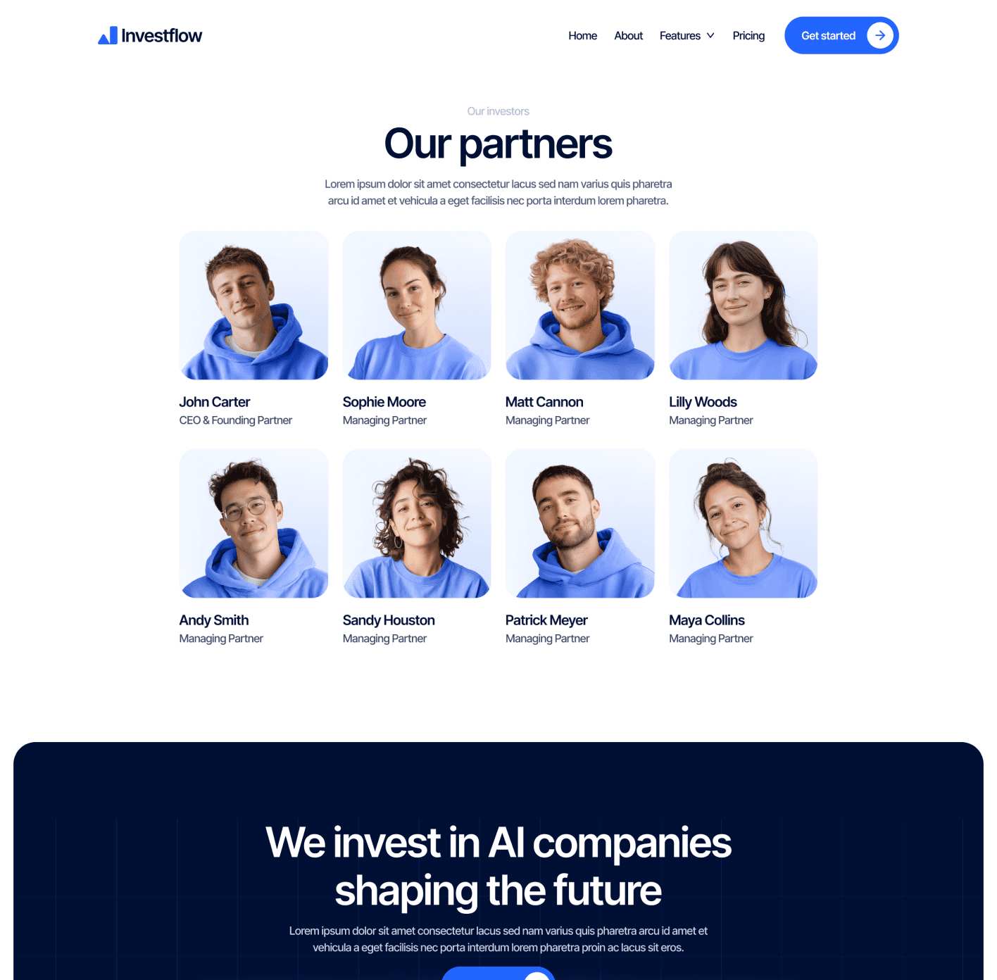 Investflow - Investors Page - Investment Firm Framer Template
