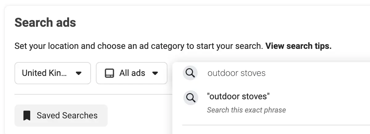 Meta Ads Library Broad Search 