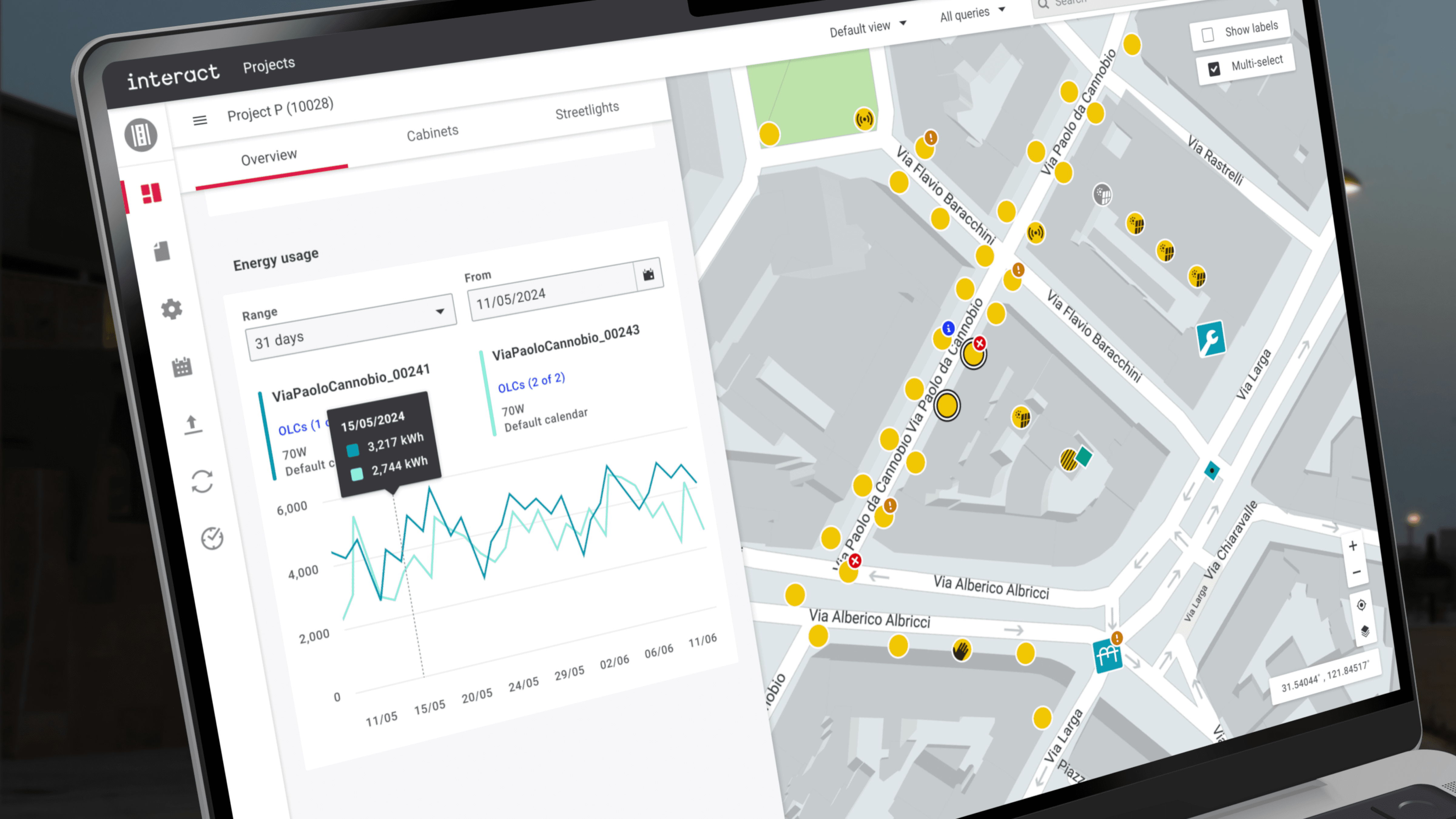 Screenshot of the energy comparison tool in Interact City