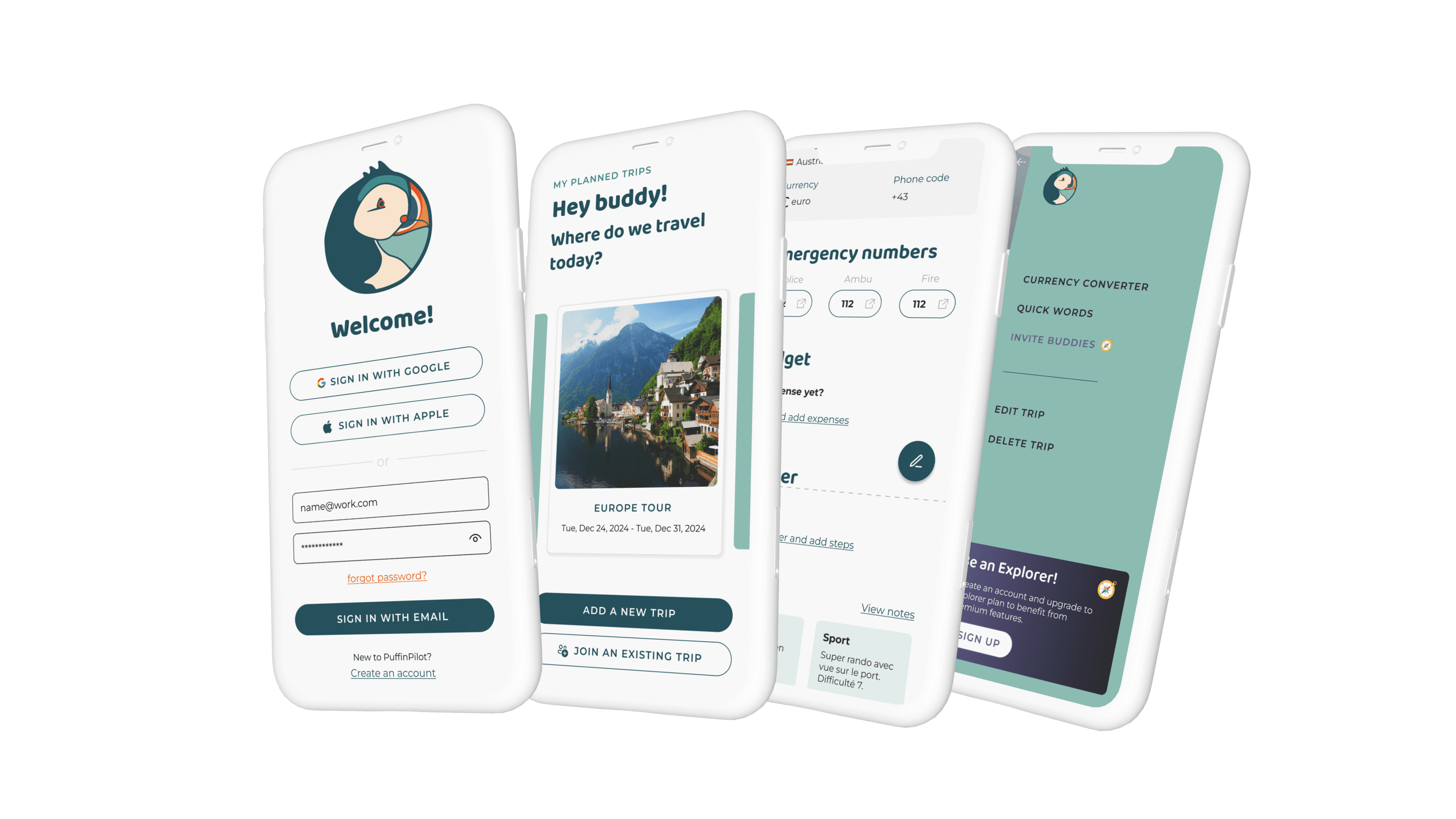 PuffinPilot mockups of the new application