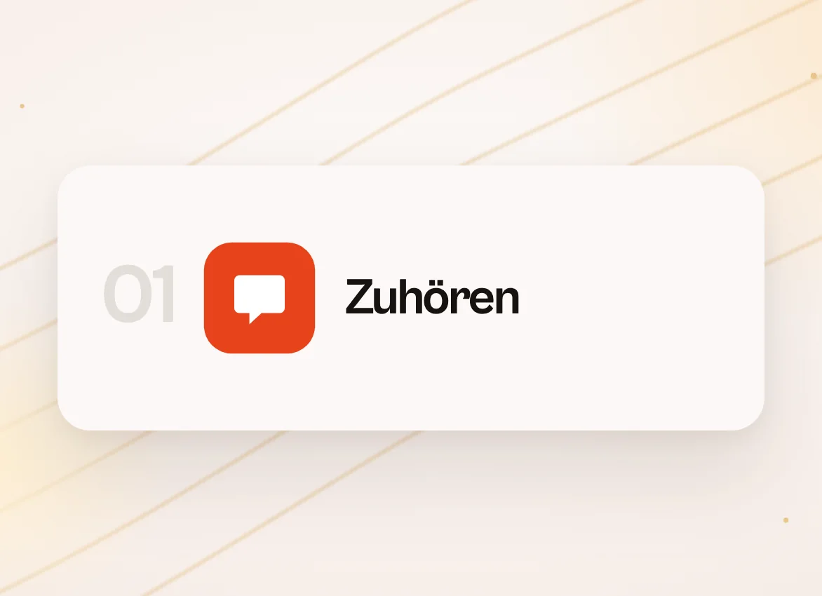 Kachel 01 Zuhören mit Sprechblasensymbol