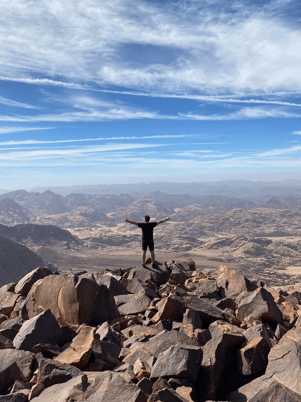 Our guest celebrating climbing Jabel um Adami Tour, wadi rum, jordan 