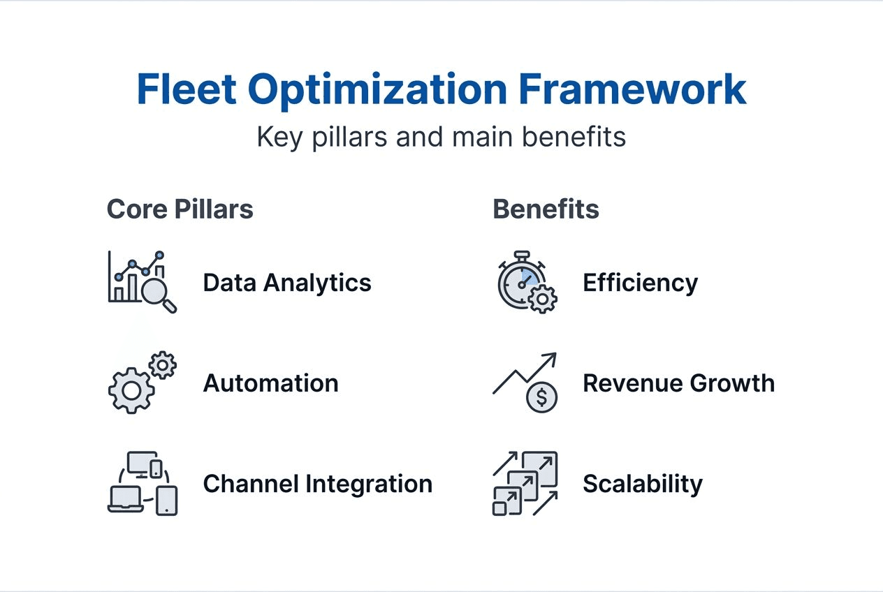 Fleet optimization pillars and benefits infographic