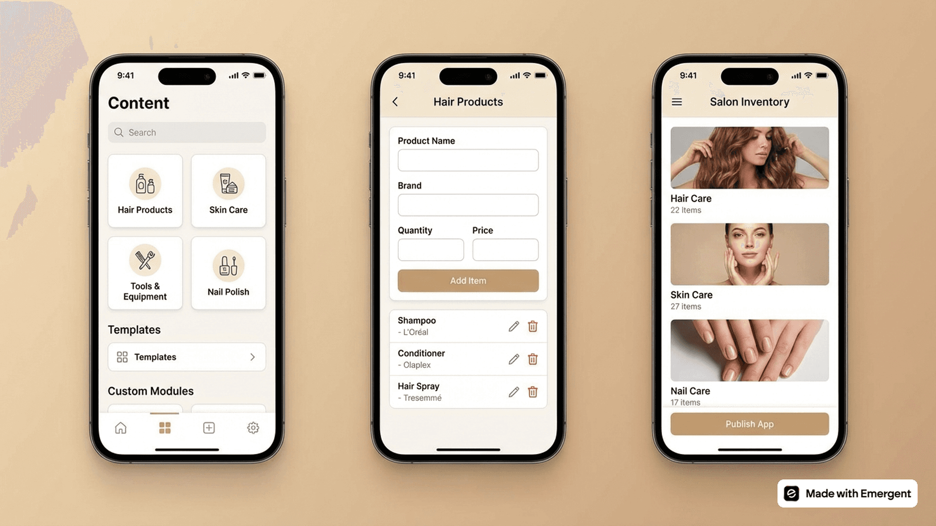 Salon Inventory App Made With Emergent