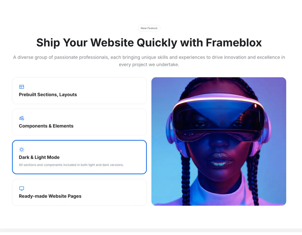 Framer Features Section - Frameblox UI