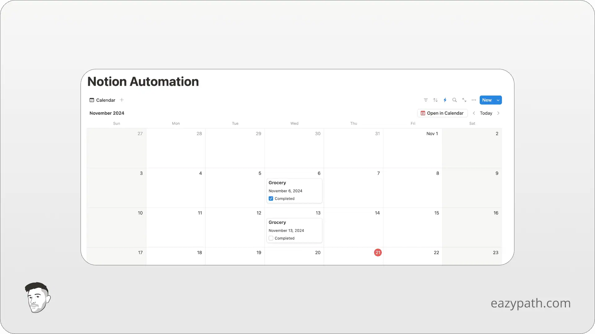 Specific Uses Cases of Notion Database Automations - Create Recurring Tasks - Final Result