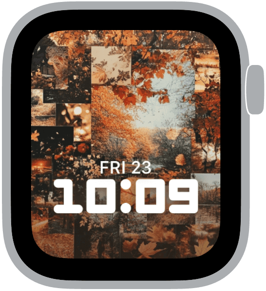 an apple watch face from the fall collage collection