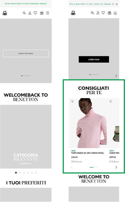 screenshot of homepage with carousel placement