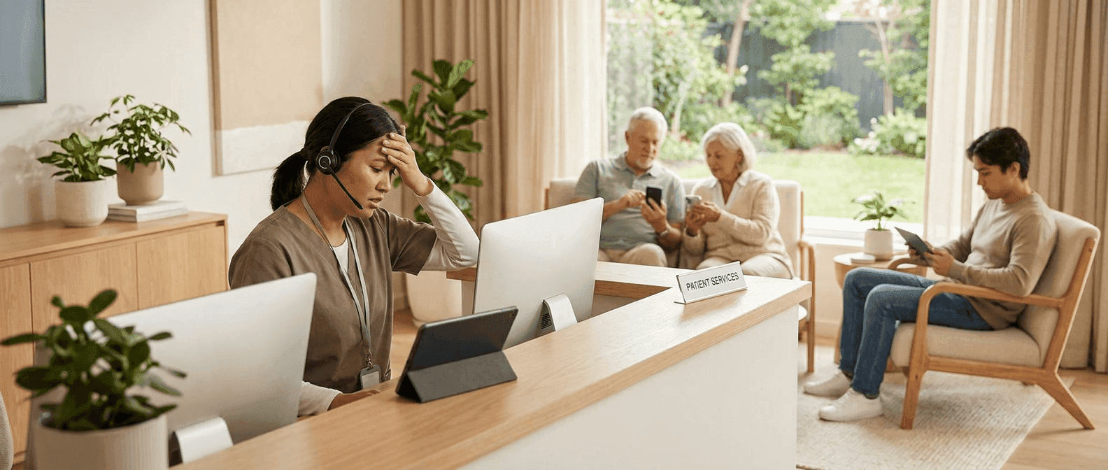 A busy healthcare worker picks up the phone.