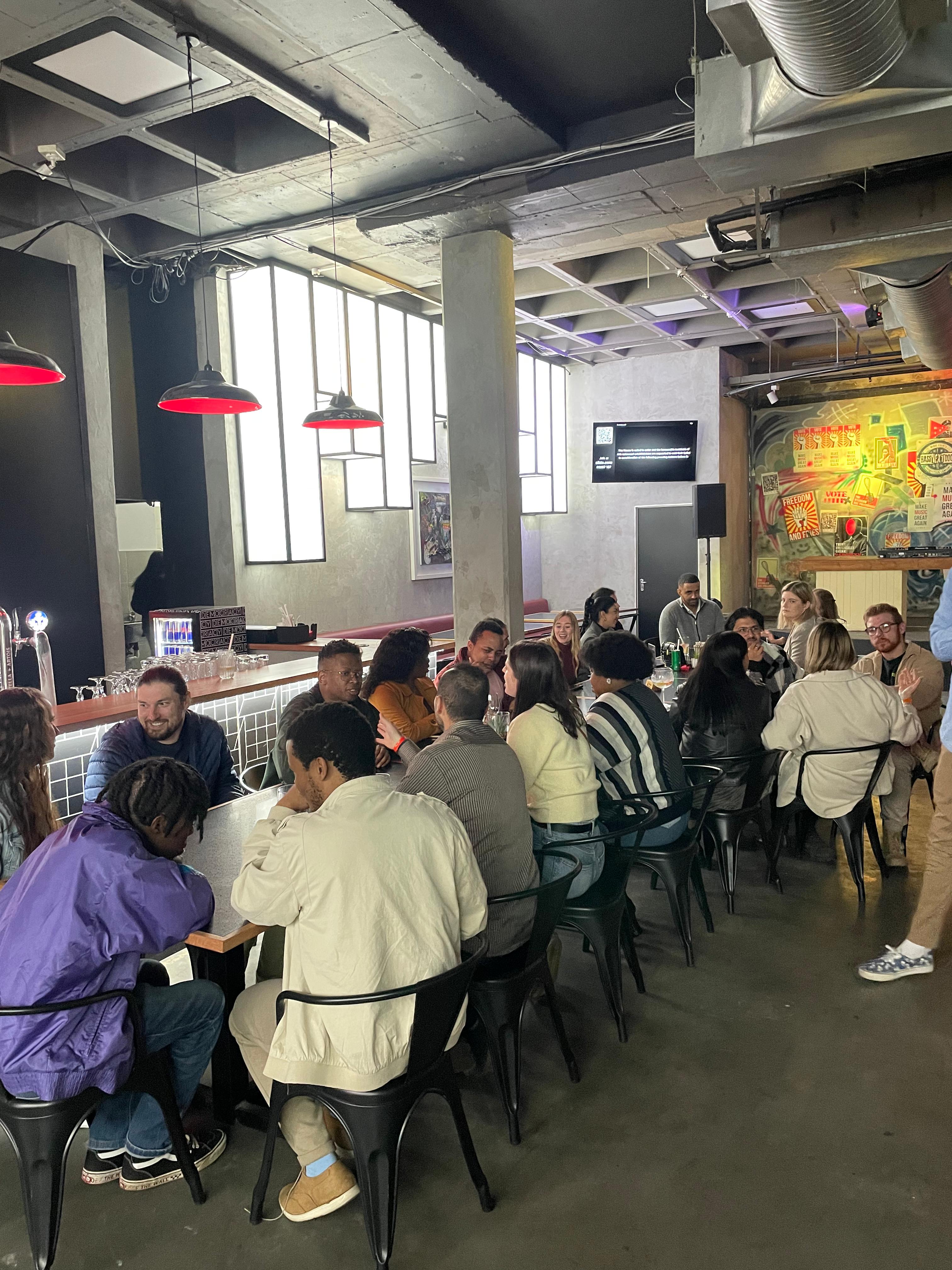 A group of people speed dating