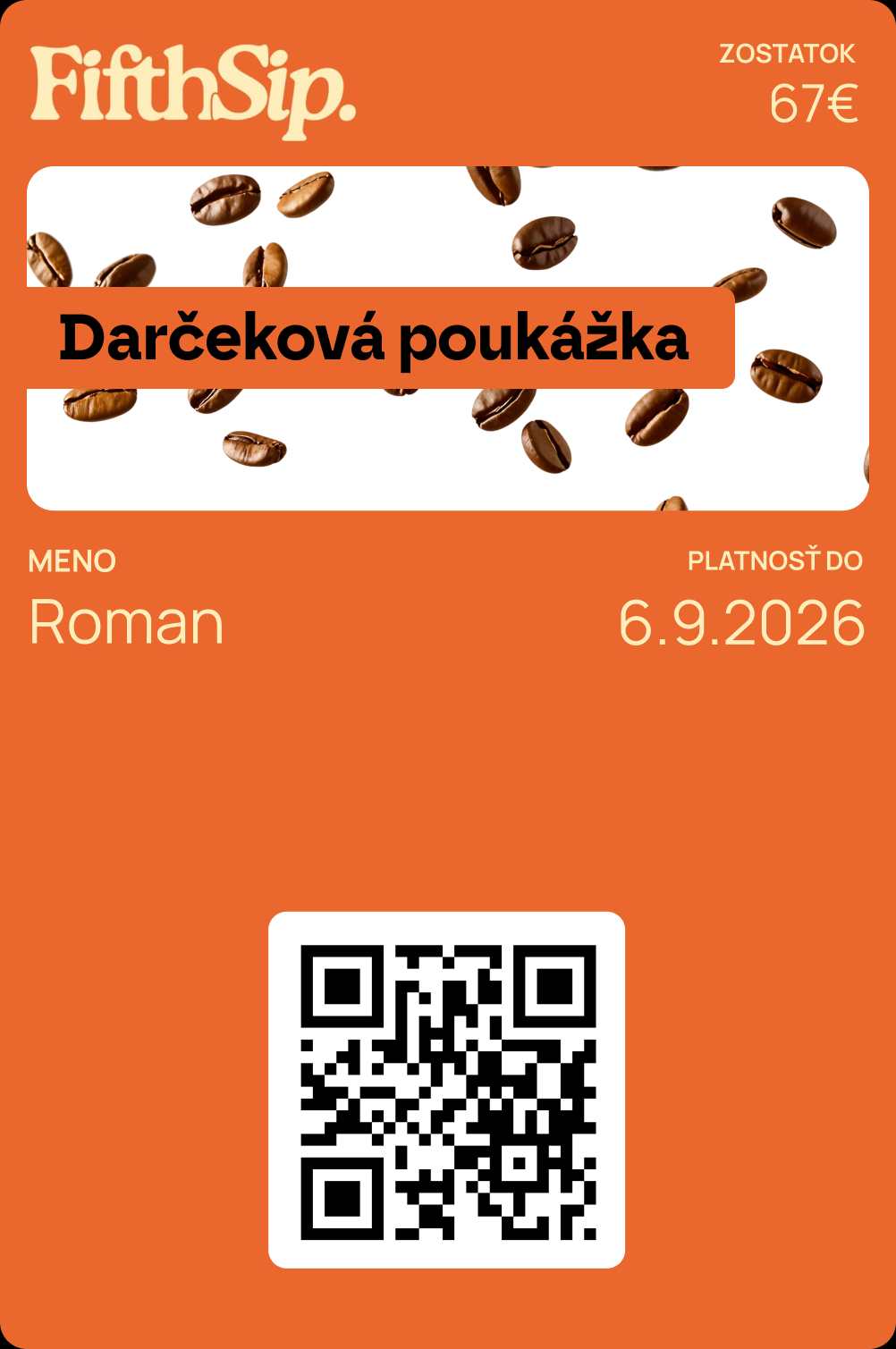 Digitálna vernostná karta VEXiON cards s QR kódom, zbieraním bodov a pečiatok pre kaviarne, reštaurácie a služby