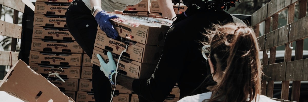 Volunteers working together in community development project