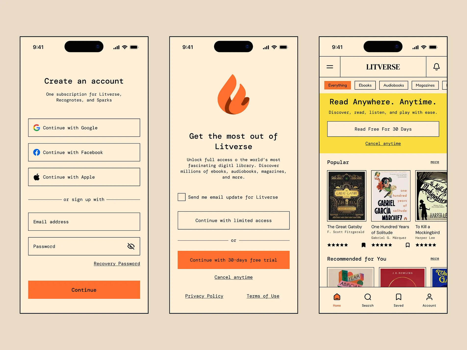 Image of LitVerse Mobile App Design