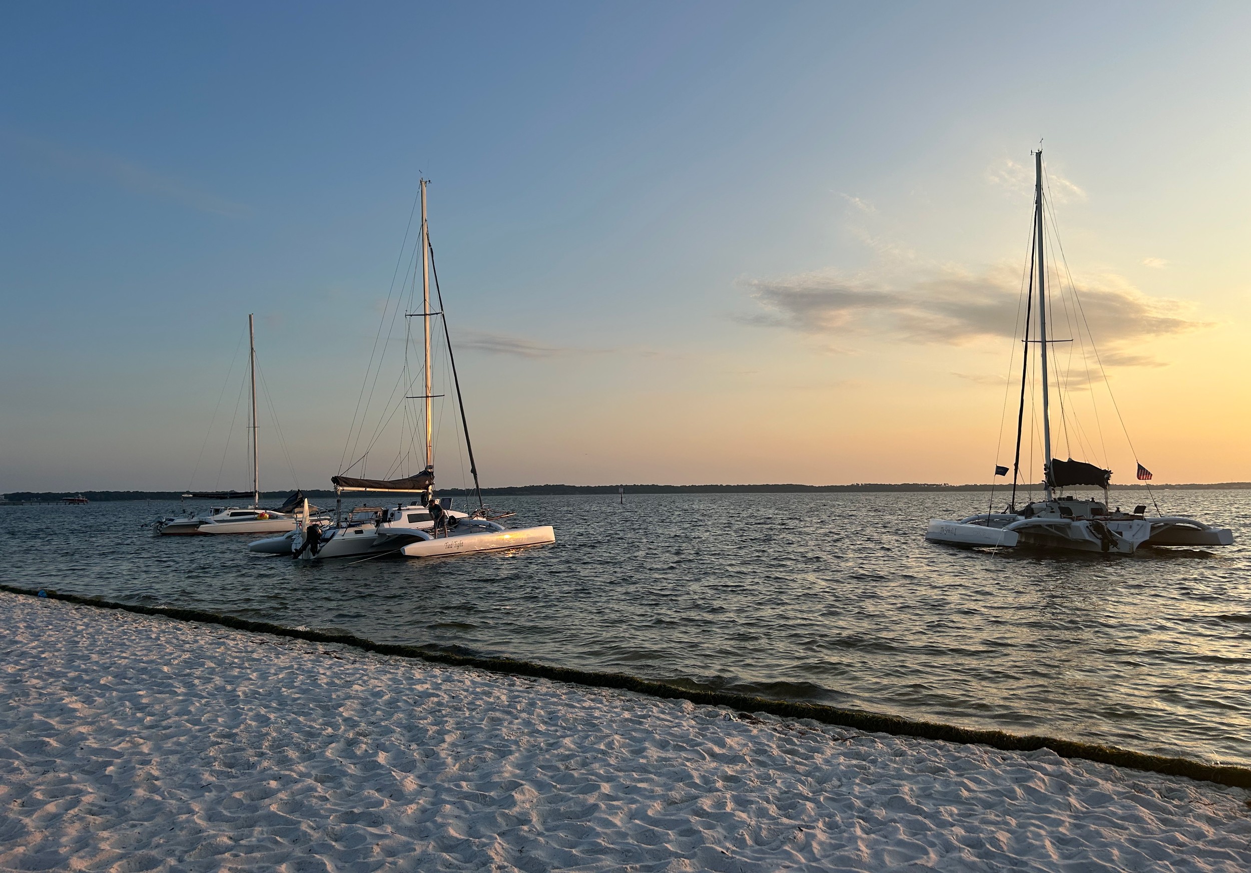 boats at sunset
