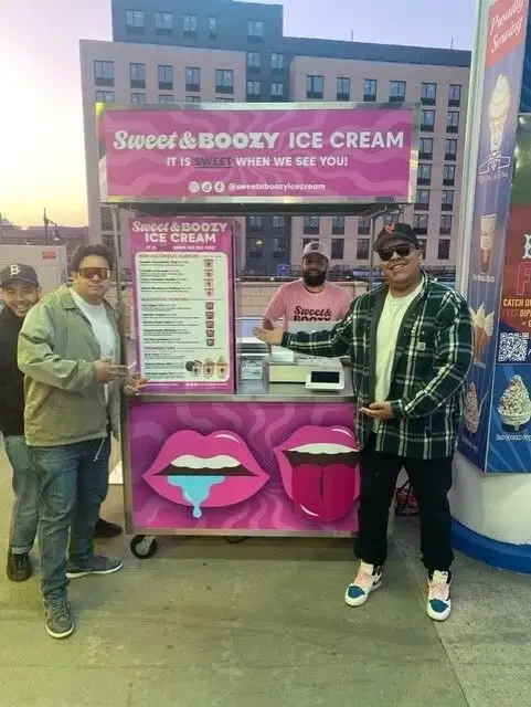 Sweet & Boozy ice cream stand cart at event