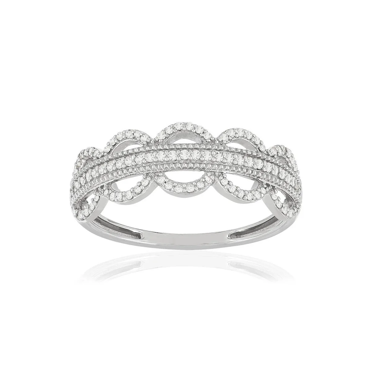 Bague en or blanc 375 sertie de diamants