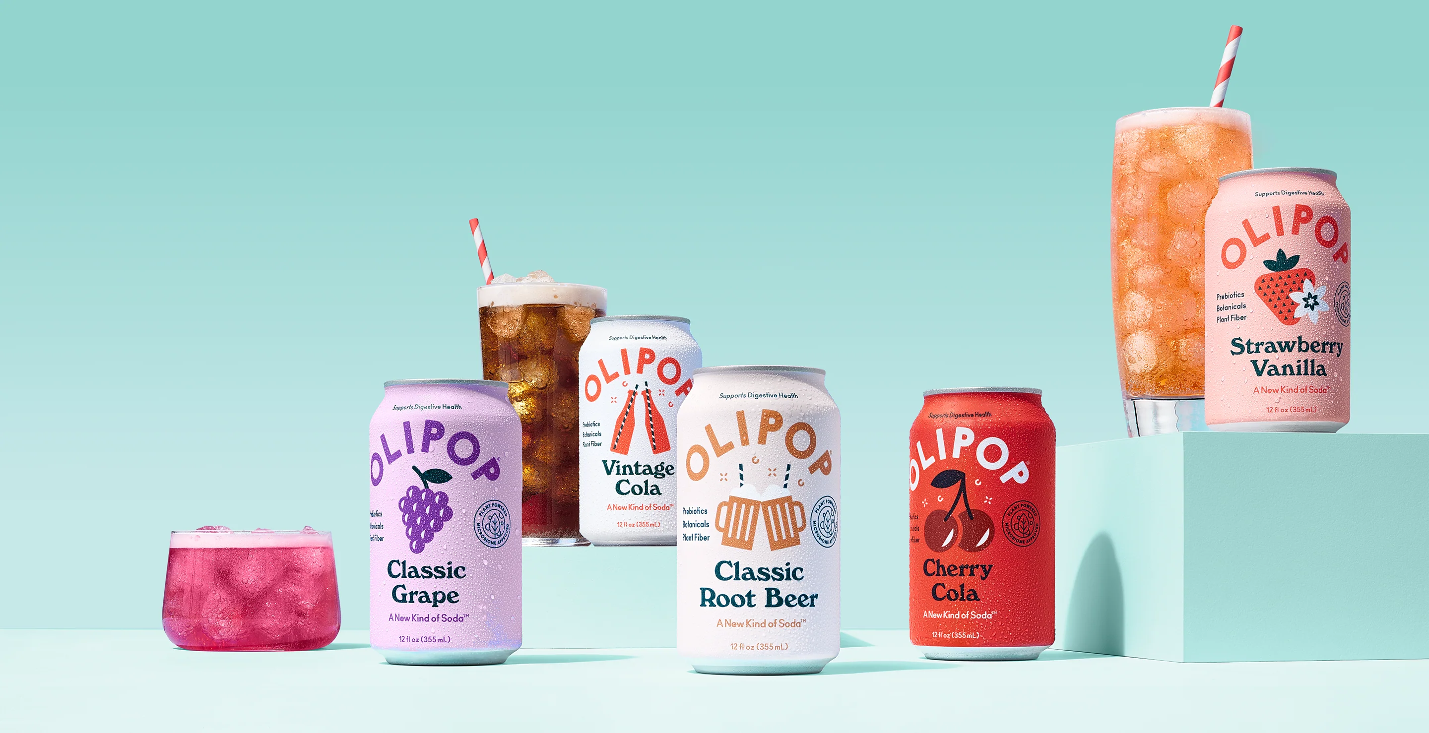Olipop soda bottles mockup