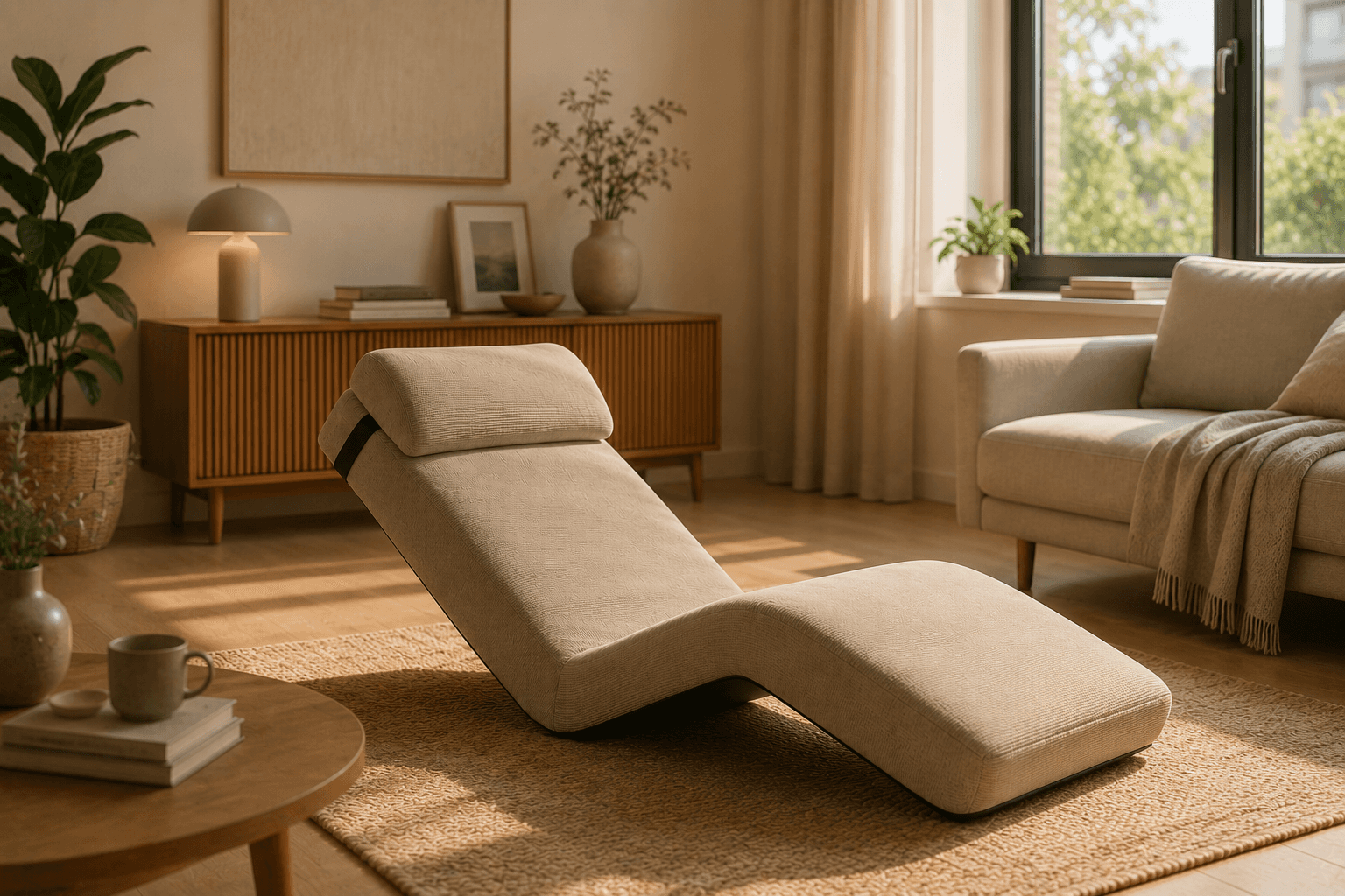 Seroton RelaxLiege ARORA in Beige – Entspannungsliege für Zuhause